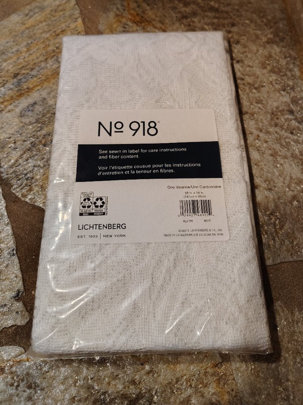No 918 Lichtenberg White Lace Valance NIP Brand New 58" x 14"